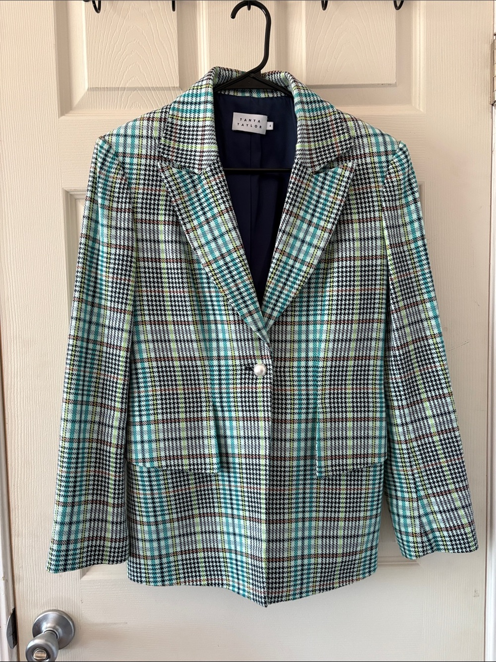 Tanya Taylor Women's Mercer Teal Plaid Blazer